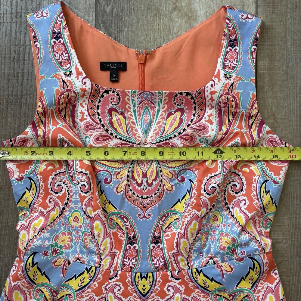 Boho Paisley Women Dress Size 2P Resort Vacation Artsy Preppy Retro Mod Colorful - Picture 14 of 16